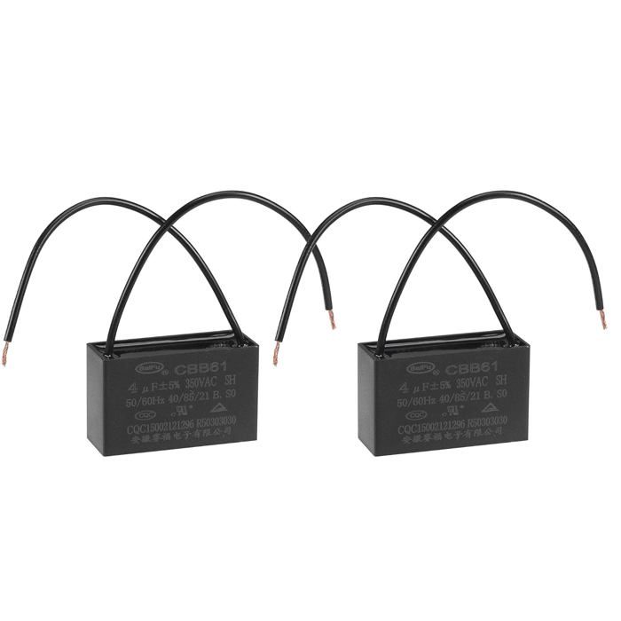 YOKIVE 2 Pièces Plafond Ventilateur Condensateur CBB61, Métallisé Polypropylène Film Condensateur Idéal Pour Ventilateurs Pompes Moteurs Fonctionnement (0.8uF 250V AC 2 Fils 50/60Hz