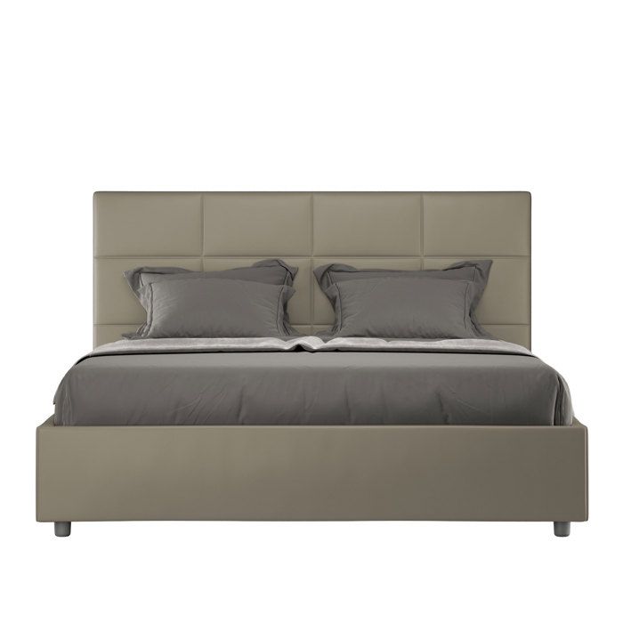 Lit coffre - Ityhome - Mika - 160x190 cm - Similicuir cappuccino - Tête de lit rembourrée Lit coffre - Ityhome - Mika - 160x190 cm - Similicuir cappuccino - Tête de lit rembourrée