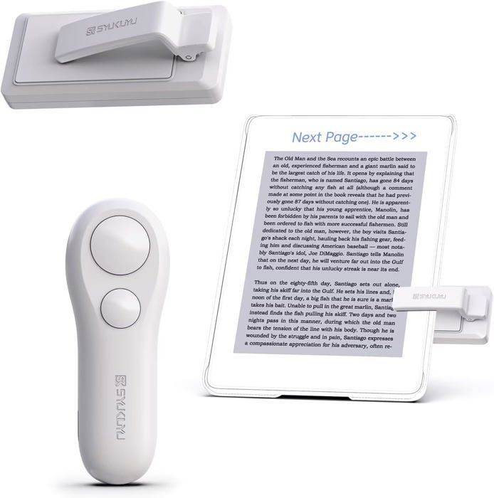Télécommande Sans Fil Tourne-page JX-07 - Portée 5 M, Rechargeable USB-C, Pour Kindle, Présentations, Photo (rose) - 2