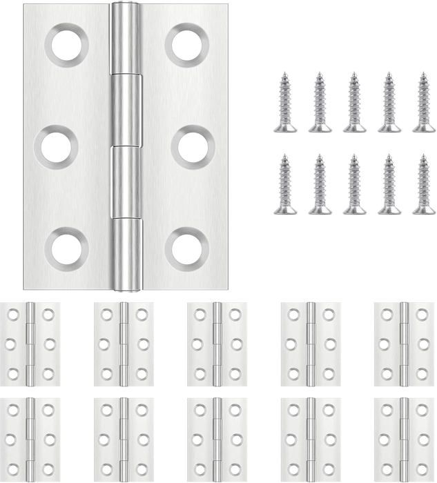 10 Charnières De Porte KeyMet Retro - 80x80 Mm - Acier Zingué Argent - Lot De 10