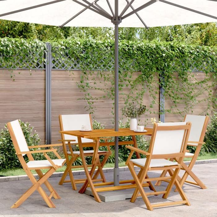 vidaXL Chaises de jardin pliantes tissu et bois - vue 2