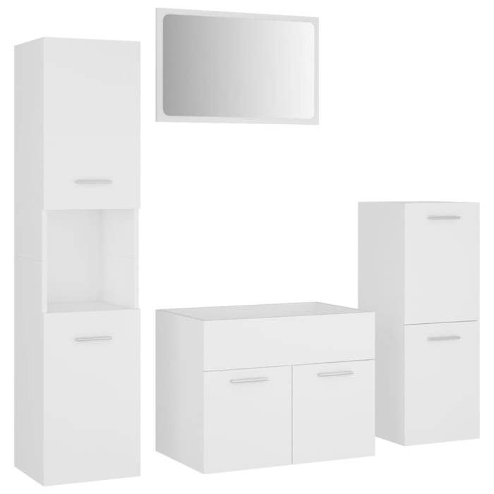 Bonne qualité - Mobilier Ensemble de meubles de salle de bain Blanc - Bois dingénierie DECO M8745335