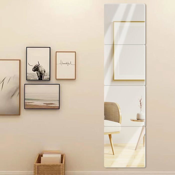 Lot De 4 Miroirs Muraux Incassables – En Plexiglas – 34x34 Cm – Pleine Longueur – Sécurité Enfants