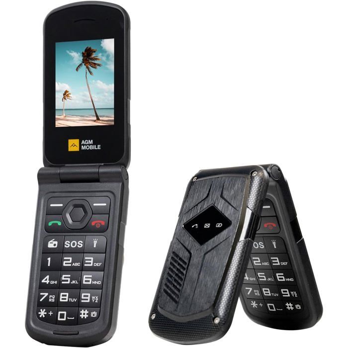 AGM M10 Téléphone portable pliable robuste sans contrat 4G téléphone portable dextérieur compact avec double fonction SIM