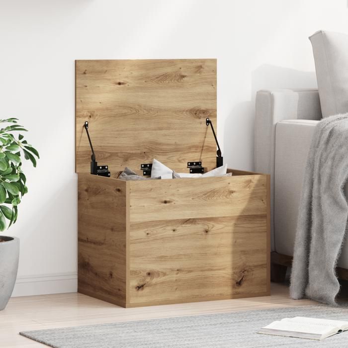 Moderne Coffre de rangement Armoire de rangement extérieur - avec couvercle Chêne Artisan 60x42x46 cm Bois dingénierie @FR(932941)