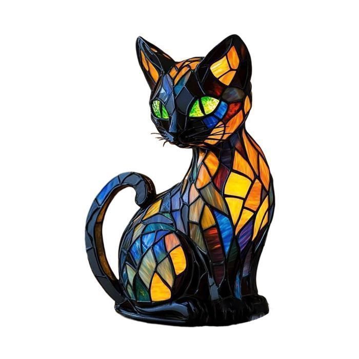 Lampe Vitrail Danimaux - Lampe De Chat En Vitrail Vintage Table De Chevet Danimaux La Main La Main Lumire De LAMPE A POSER