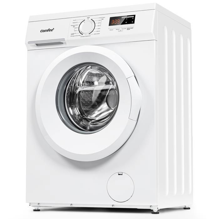 Lave-linge hublot COMFEE - 8 kg - Vapeur - 1400 trs/min - Smart Moteur Inverter - Classe A - Blanc