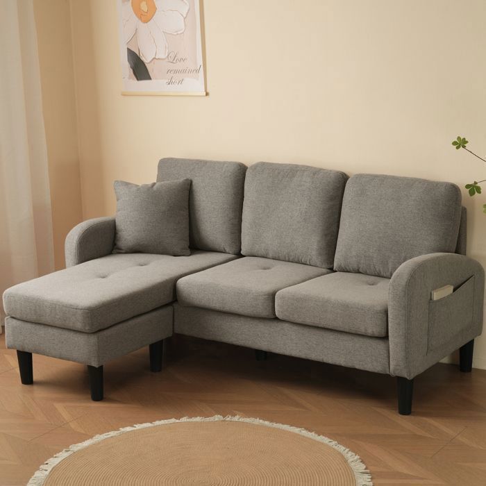 Canapé dangle en forme de L avec fauteuil - canapé 3 places 166 x 118 x 77 cm linge de coton respirant design modulaire