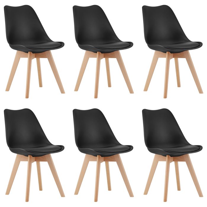 Chaise Komodee DOZZA - 6 Pieces - NOIR - Coussin en simili cuir 43 x 49 x 82 cm Chaise Komodee DOZZA - 6 Pieces - NOIR - Coussin en simili cuir 43 x 49 x 82 cm