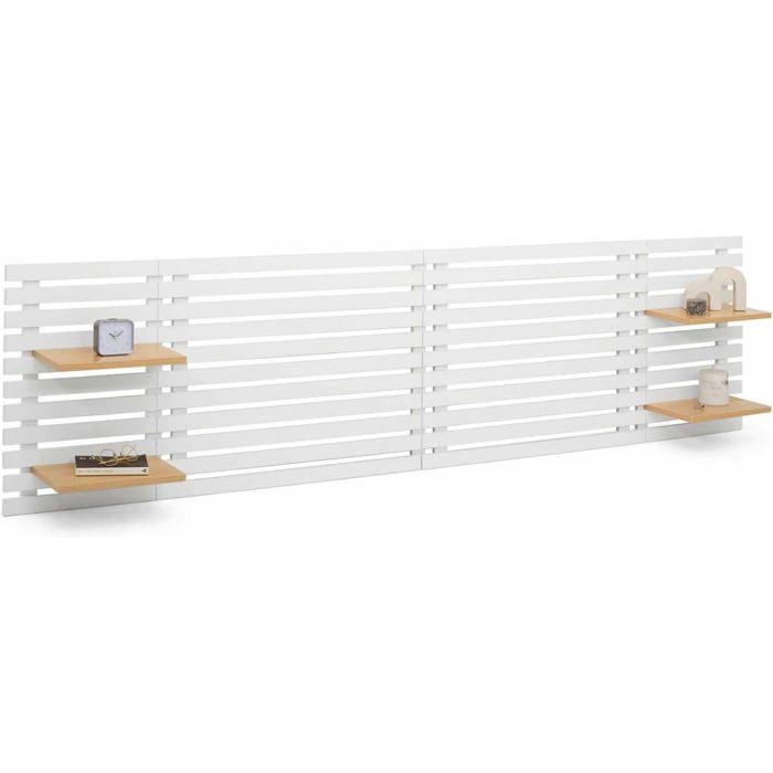 Tête De Lit Suspendue AVA 240 Cm Avec Chevets Et Tiroirs – Style Bois Vieilli Et Noir, Pour Lit 140/160 Cm