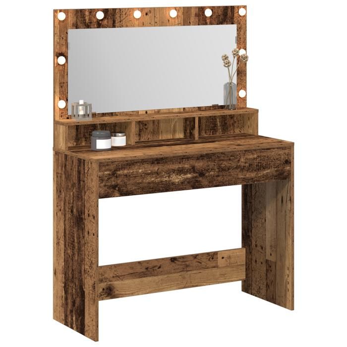 MGH - TOP coiffeuse/Table de maquillage - 1 femme - Bois ancien 100x41x135 cm - Bois dingénierie FR381