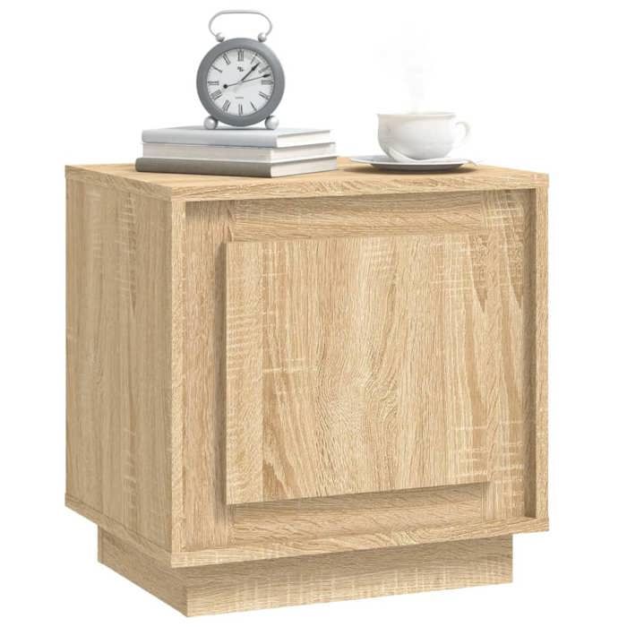 Tables de chevet chêne sonoma - WIENS - 2 pièces - 44x35x45 cm - Bois dingénierie - Brun - Compartiment avec porte