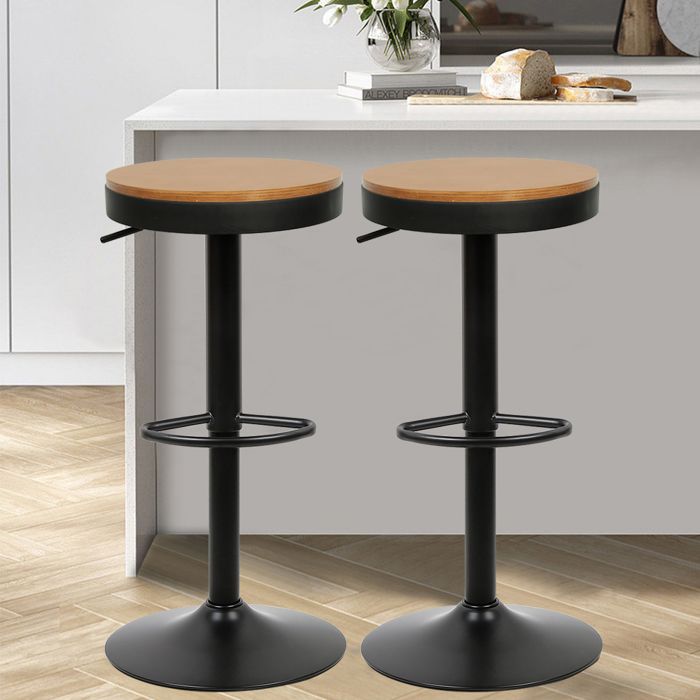 TABOURET DE BAR - ERROLVES - HAUTEUR RÉGLABLE - ÉCOLOGIQUE - RESTA - 37*37*60.8-80.8 CM CHÂSSIS INTÉGRÉ NOIR