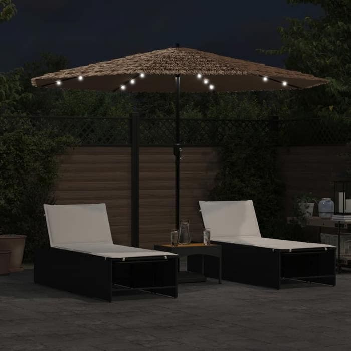 Promotion mars * Parasol de jardin - ANTI-UV - Parasol Réglable - Pour dextérieur - avec LED et mât en acier marron 324x324x247cm
