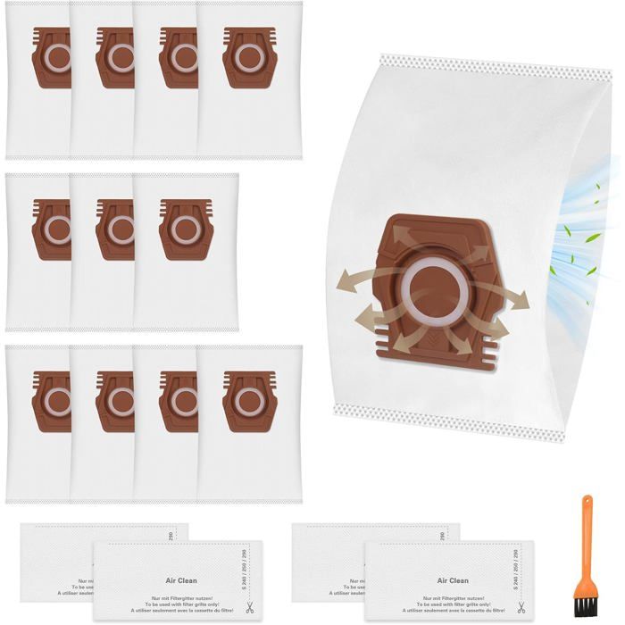 Lot 12 sacs CO compatibles Miele Pure CO – Guard Flex Parquet Silence Cat & Dog – +4 filtres Air Clean