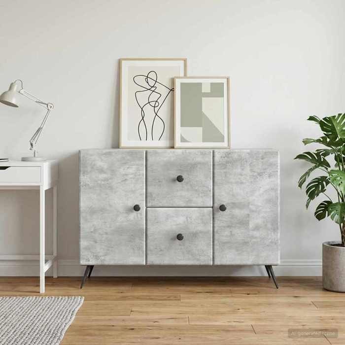vidaXL Buffet Gris béton 89 x 345 x 60 cm Bois dingénierie 895578