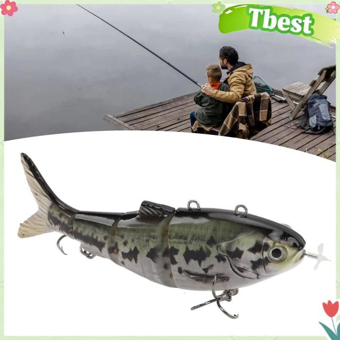 Tbest leurre électrique LED Appât de pêche électrique USB Rechargeable multi-articulé réaliste LED leurre électrique sport peche