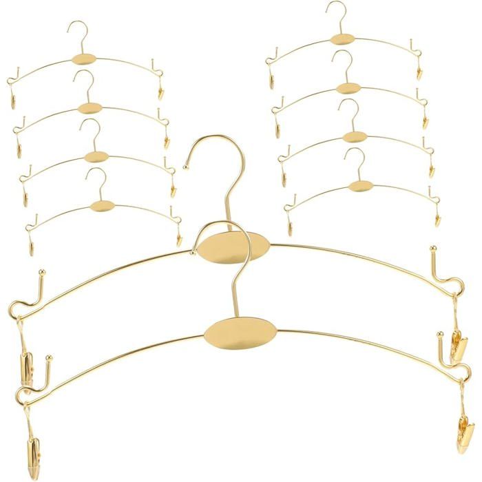 Lot de 10 Cintres à Pinces Antidérapants Épais pour sous-vêtements et Soutien-Gorge Métal Doré Spiralé Clips Size 3 CINTRE
