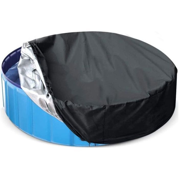 Bâche piscine chien – ronde – anti-UV – pliable – 200x30 cm – noir