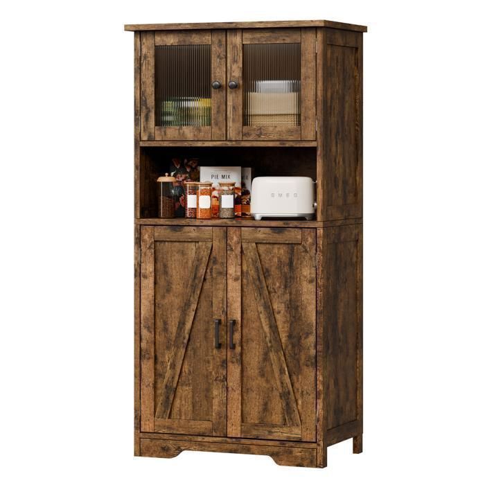 GARVEE Meuble-lavabo ouvert meuble-lavabo avec étagères réglables caisson à tiroirs - Couleur rétro- 30 x 60 x 130 cm