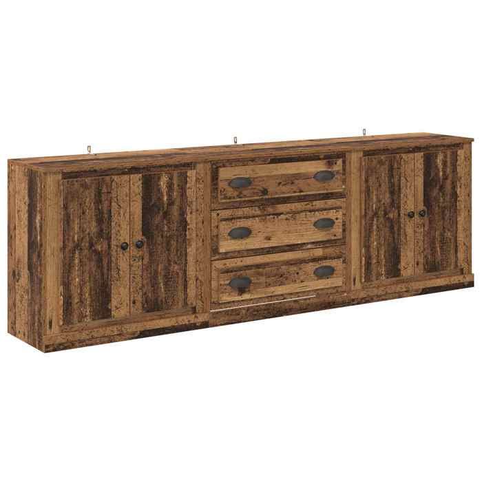 Lot de 3 Buffets avec Tiroir - vidaXL - enfilade - bois - bois ancien - 210 x 355 x 675 cm - 4 portes à charnières - 3 tiroirs{sjv