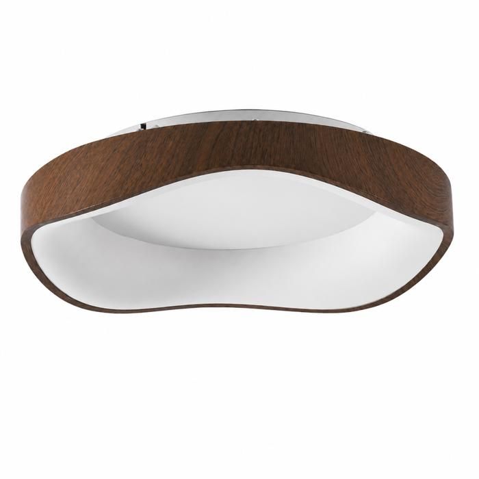 Plafonnier LED 36W D42 cm Effet Bois Noyer CCT 3000K-6000K 4500 lm Design Moderne