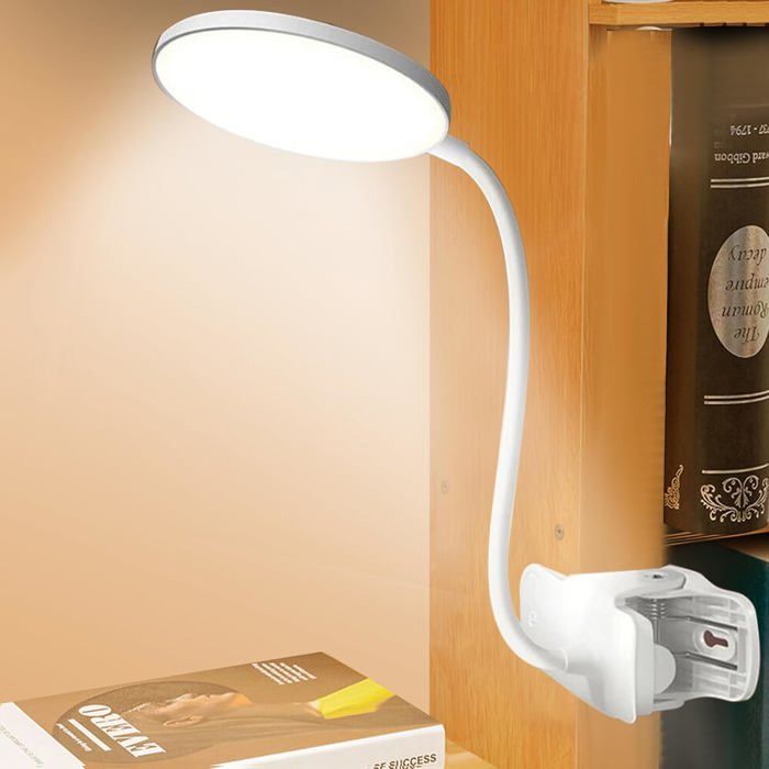 Lampe de Bureau Pince: Lampe de Lecture USB Rechargeable Portable Lamp de Bureau Commande Tactile avec Gooseneck 3 Modes