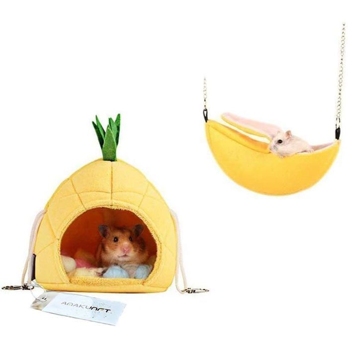 Ensemble de 2 couchages pour hamsters hamac pour cage à chinchillas jouets pour petits animaux (planeur de sucre écureuil)