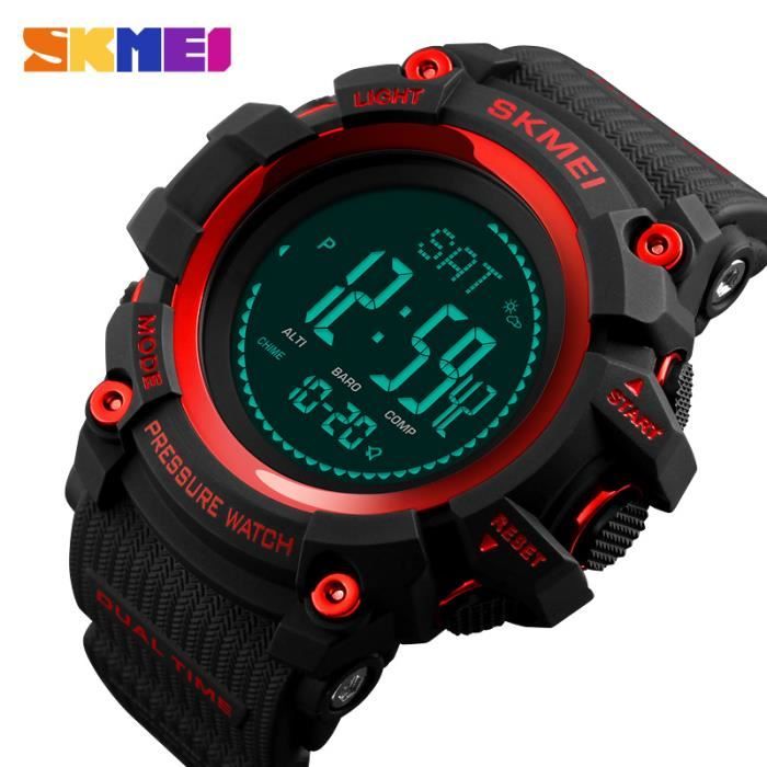 Sonew montre étanche Montre LCD extérieure multifonction étanche Sport
