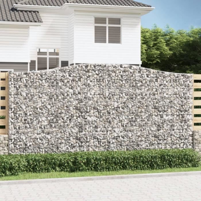 Mur de soutènement en gabion - AKOZON - BLL - Fer galvanisé - Dimensions 400x50x200/220 cm
