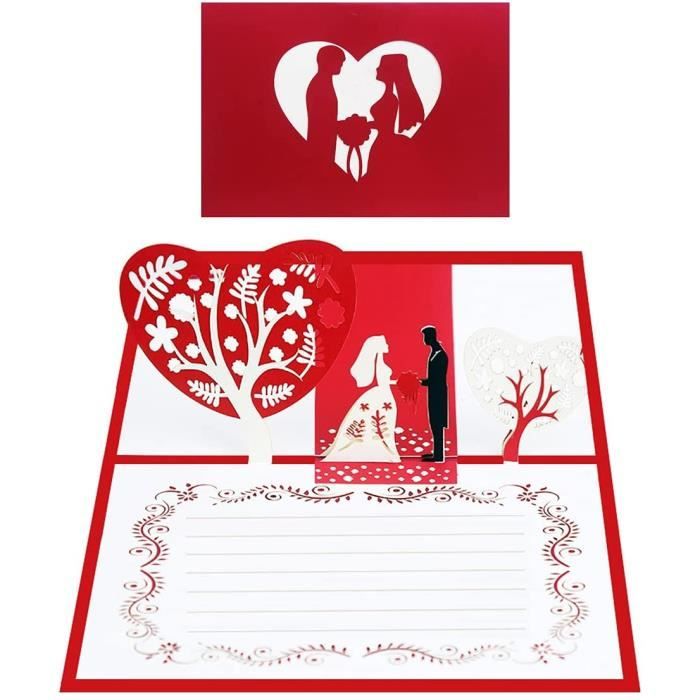 20 Cartes Invitation Mariage Pop-Up 3D Blanches Laser - Avec RSVP Et Enveloppes