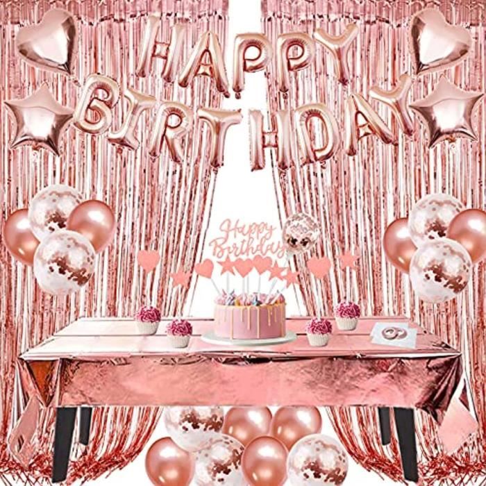 Decoration De Table - Centre De Table PLPWA Décorations de fête d' anniversaire en or rose, ballon de joyeux anniversaire en feuille -  Cdiscount Maison