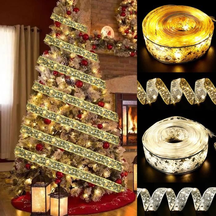 Guirlande lumineuse à double ruban 2 Ruban Sapin Noël Pailleté LED Guirlande  Lumineuse pour Decoration Sapin Noel - 2m - Cdiscount Maison