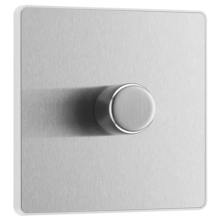 BG Electrical Evolve Double Touch Dimmer Switch, 2-Way Master, 200W, Brushed Steel