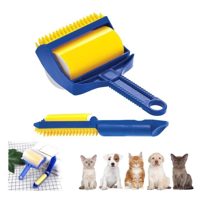 Brosse Anti Poils Animaux - TELESHOPPING - ACTI'SWEEP™ - Brosse Avec Base Autonettoyante - Réutilisable - Accessoires Animaux