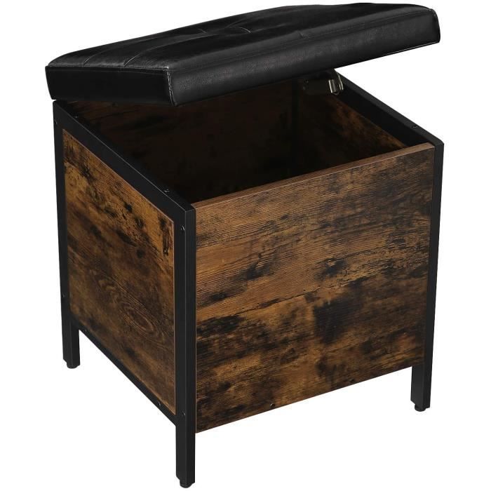 vasagle tabouret banc avec coffre de rangement siege rembourre pour entree chambre salon cadre en acier montage simple surfa cdiscount maison