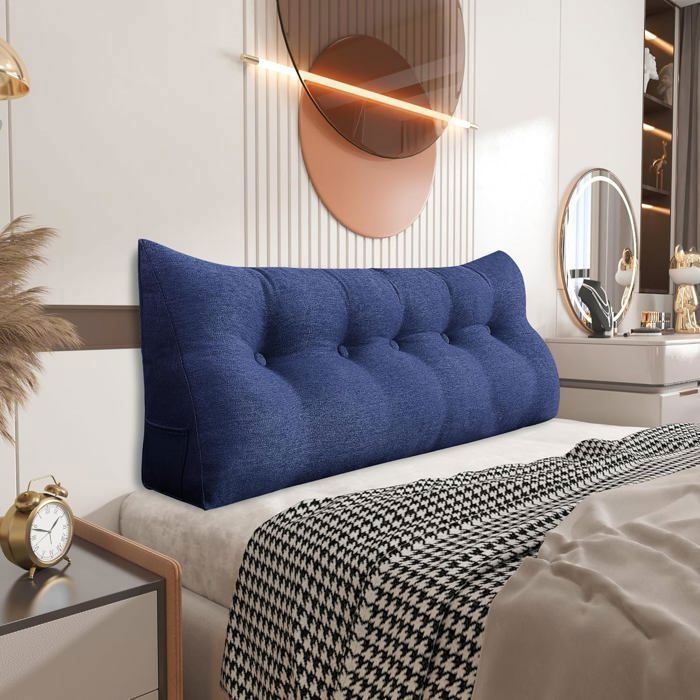 VERCART  Coussin de Lecture Cale Dos  Coussin lecture lit Coussin Inclin&eacute;  Coussin Anti Reflux Lin Bleu 160CM 