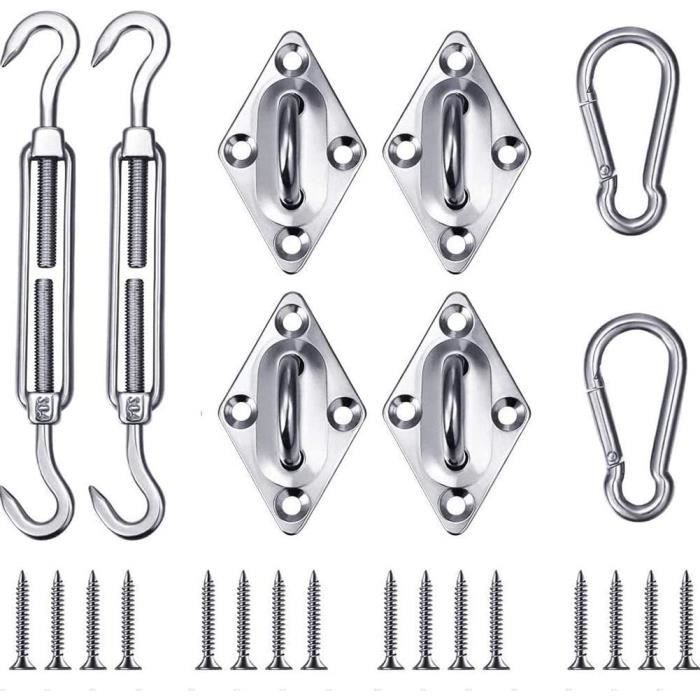 Kit De Fixation Voile D'ombrage Pour Triangle, Carré Rectangle, Heavy