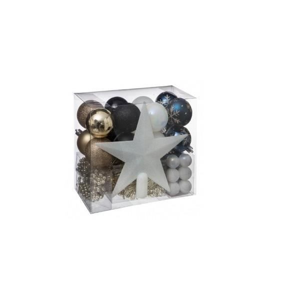 Kit De 44 Decorations Pour Sapin De Noel Bleu Et Dore Boule De Noel Decoration De Sapin Achat Vente Boule De Noel Cdiscount