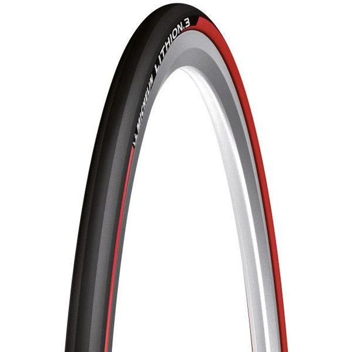 Pneu vélo route Michelin Lithion 3 Performance Line - 700x25C (25-622) - Noir rouge - Tubetype