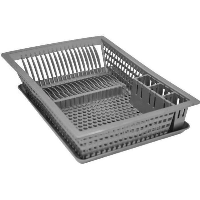Egouttoir à vaisselle + plateau - 48x35.5 cm - gris