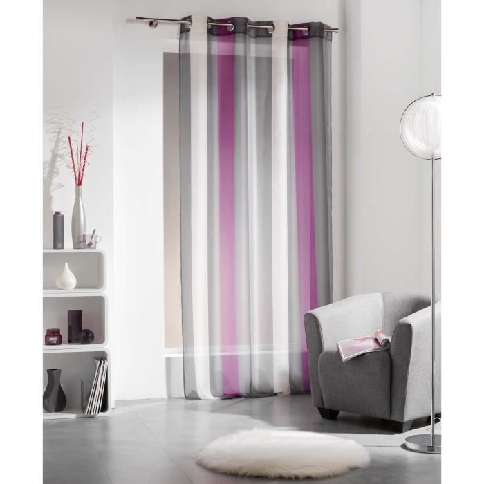 Voilage A Oeillets 140x240 Bayadere Phil Prune Achat Vente