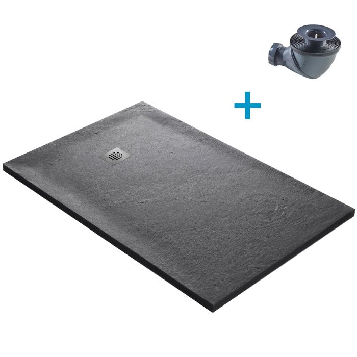 Receveur De Douche Beliani 80x120 Cm, Effet Pierre Gris, SMC, Avec Bonde, Neuf