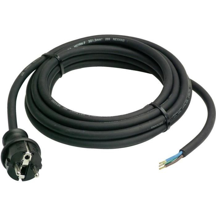 Câble d'alimentation AS Schwabe 70910 pour perceuse, cuisinière 10 m noir H07RN-F 3x1,5 mm ²