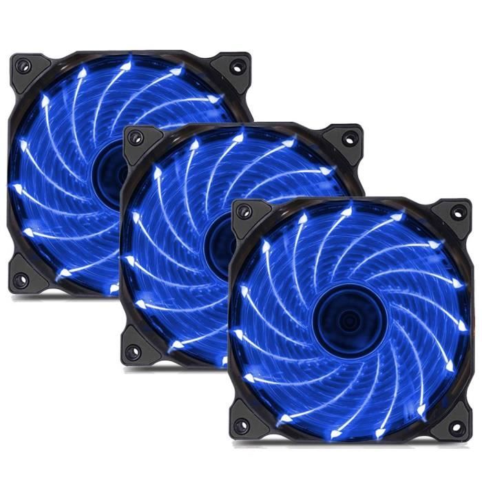 Ventilateur PC - ZGEER - 120mm - Silencieux - Bleu - 3 Pack - Zgeer