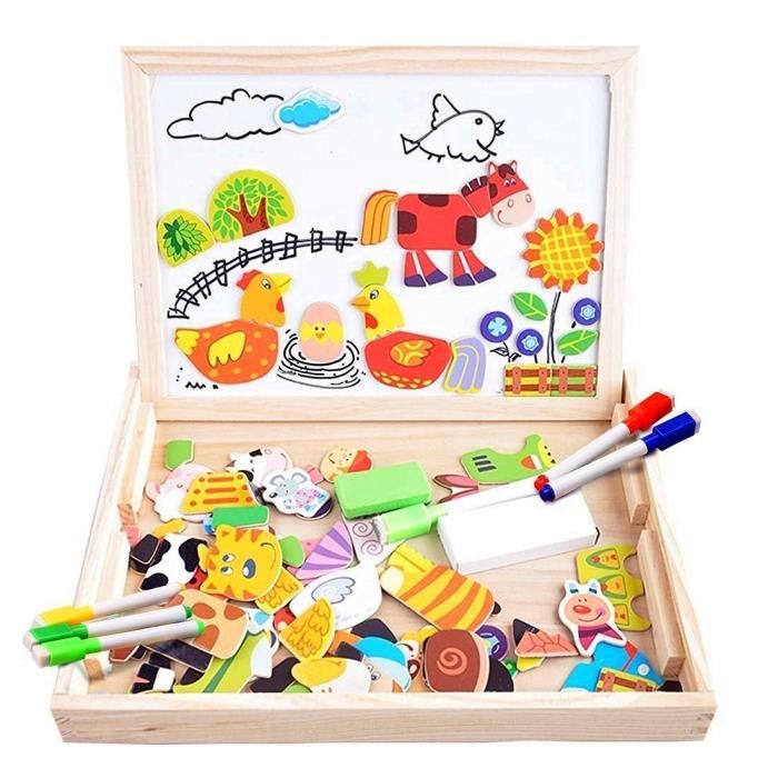 Puzzles En Bois Magnétique 100 Pièces Avec Tableau Double Face Aimanté  Jouet Educatif Pour Enfant 3 Ans Et Plus (Modèle De Ferme) - Cdiscount Jeux  - Jouets