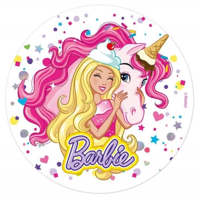 Disque En Sucre Barbie Cm Feuille Azyme Deco Gateau Anniversaire Cdiscount Au Quotidien