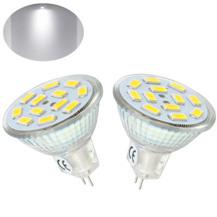 Bonlux 2Packs 2W MR11 GU4 Ampoule LED Cool White 6000K 12 Volt halogène 20W remplacement 120
