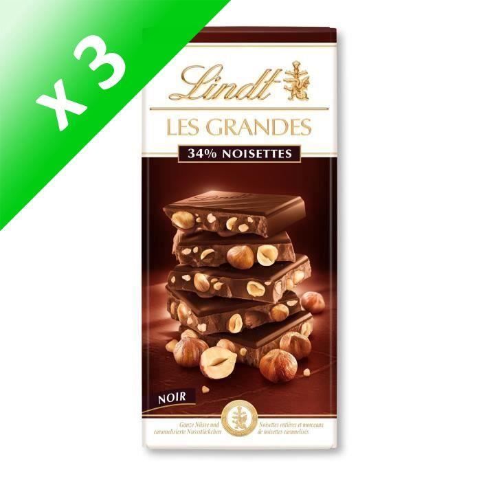 Lot De 3 Tablette De Chocolat Lindt Les Grandes Croquant Noir Noisettes 150g Cdiscount Au Quotidien