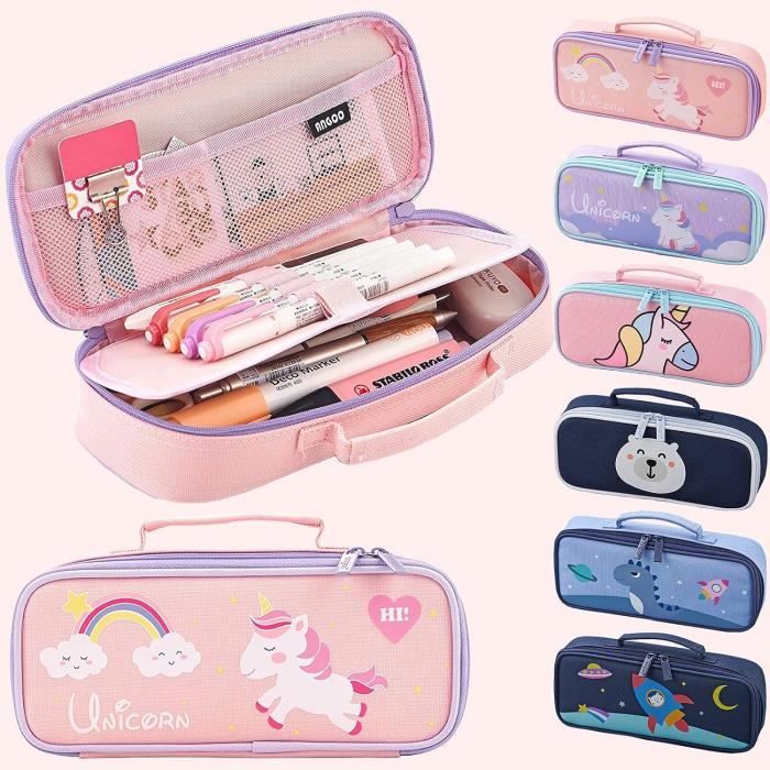 Trousse à Crayons Licorne Kawaii Rétractable – 12 Stylos Gel Effaçables + Stylo 10 En 1, En Silicone